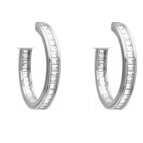 Silver plated Cubic Zirconia Half Hoop Earrings