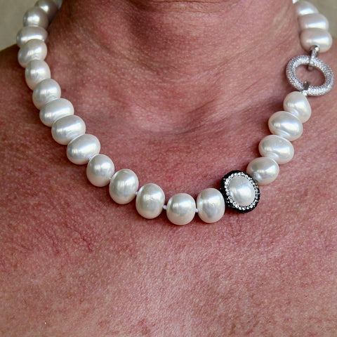 Fresh Water Pearl with Zirconia Necklace