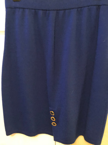 St John Navy Knit Skirt with Gold Buttons
