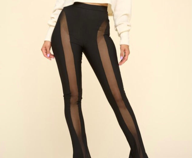 Black See through Panel Spandex Flare Pants – MET Jewelry Collection