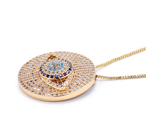 Gold Plated Necklace with Colorful Zirconia Pendant
