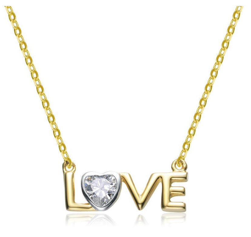 Gold Plated Love with Zirconia Stone Necklace