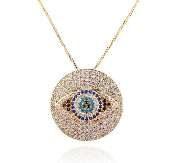 Gold Plated Necklace with Colorful Zirconia Pendant