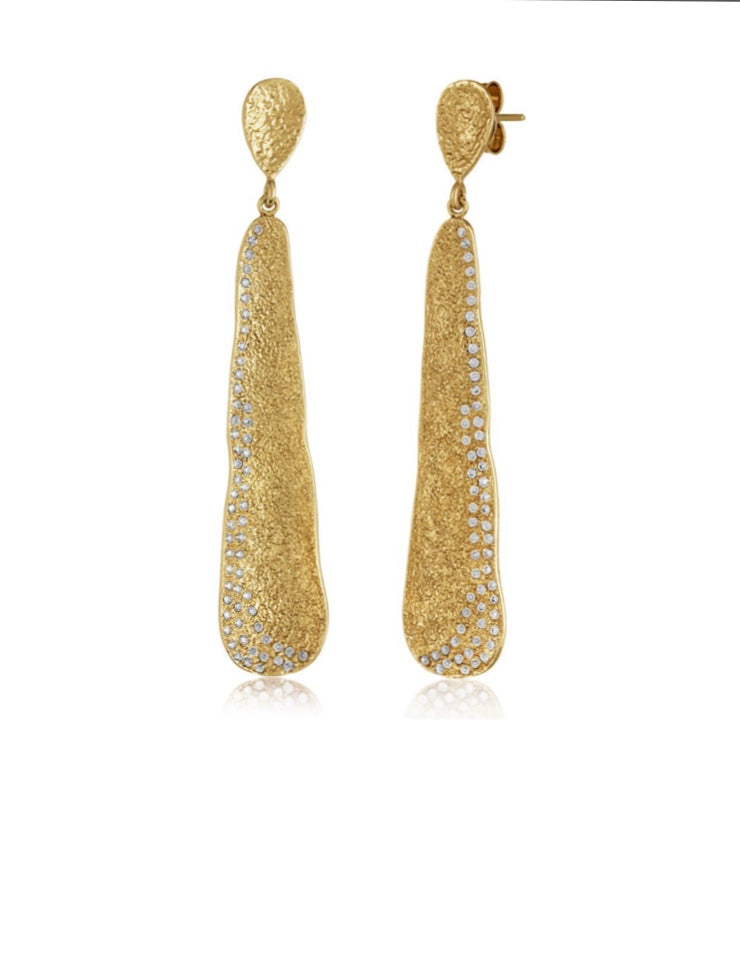 Gold Pod with White Diamondettes Earrings