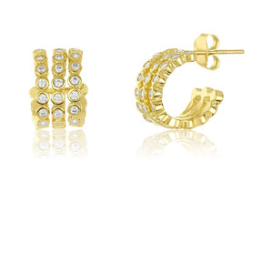Gold Plated with White Diamondettes Earrings