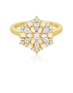 14 kt Gold Plated  Diamondettes Floral Shape Ring