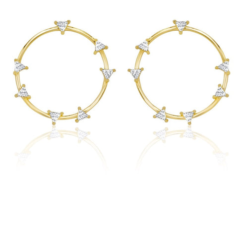 GoldPlated  with spiked Diamondettes Round Earrings