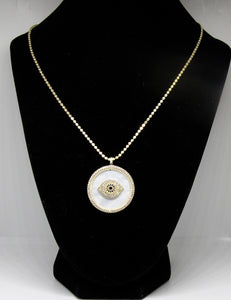 Gold Plated with Crystal Zirconia Evil Eye Necklace