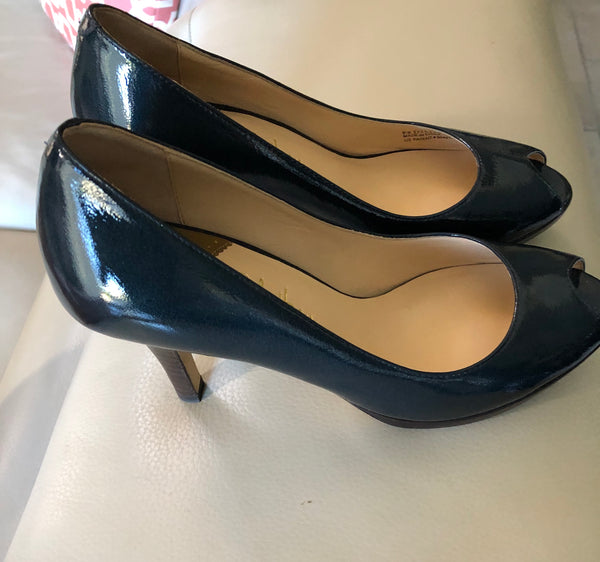 Cole Haan OT Air Pump Blue Patent Open Toe Pump