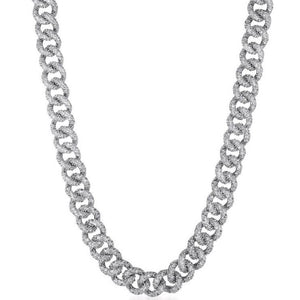 Silver with Cubic Zirconia Link Necklace