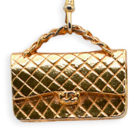 CHANEL LARGE QUILTED GOLD TONE BAG CHARM