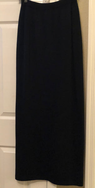 St John Black Knit Maxi Skirt with Side Slit