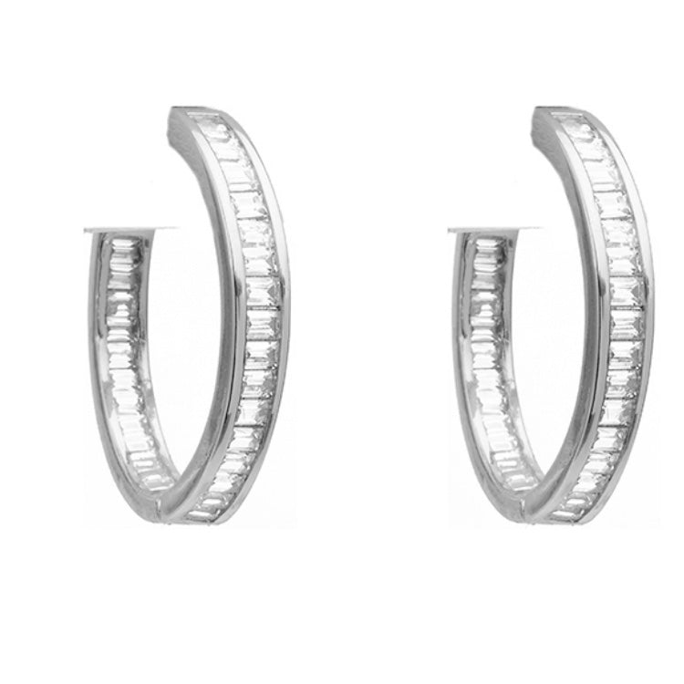 Silver plated Cubic Zirconia Half Hoop Earrings
