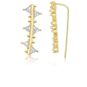 Gold Plated with white diamondettes ear climber earring