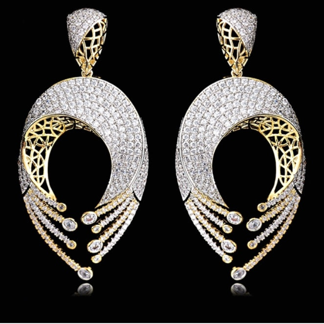 Gold with Cubic Zirconia Fashion Earrings