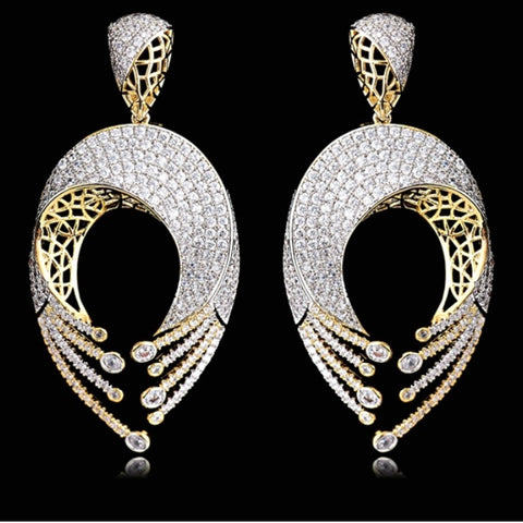 Gold with Cubic Zirconia Fashion Earrings