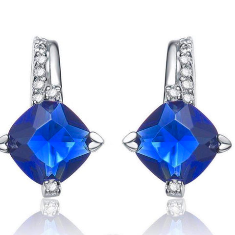Silver with Blue CZ Earrings