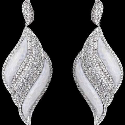 Dangling Shell and Cubic Zirconia Earrings