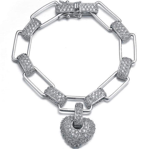 Silver Heart Shape Link Bracelet