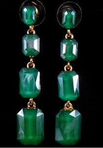 Four Green Stone Dangling Earrings