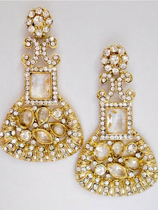 Gold with Cubic Zirconia Crystal  Earrings