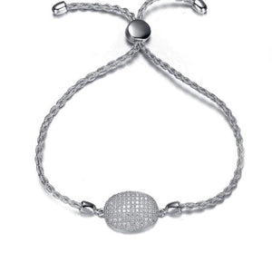 Silver Cubic Zirconia Braided Adjustable Bracelet