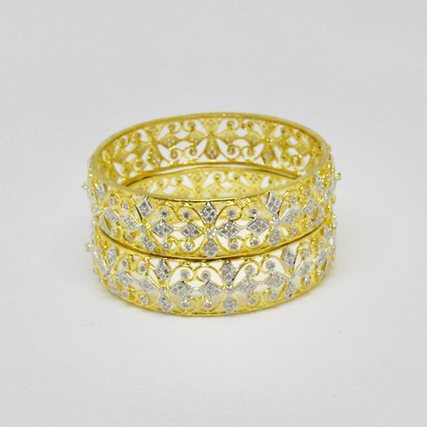 Gold Plated with Zirconia Design Bangles