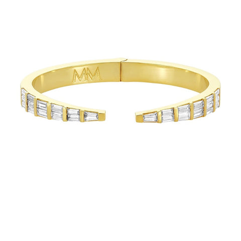 Gold Cuff Bracelet with Tapered Baguette