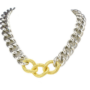 Silver and gold link necklace