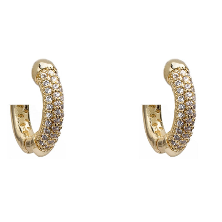 Gold small mini half hoop zirconia earring