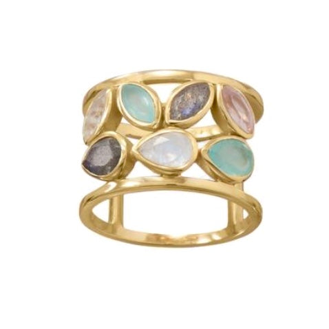 14 KT Gold Plated Multi Stone Ring