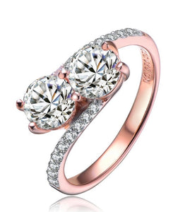 14Kt Rose Gold Zirconia Overlapping Band
