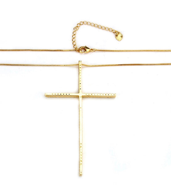 Gold Plated with Zirconia Fashion Cross