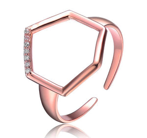 18 Kt Rose Gold Zirconia Geometric Ring