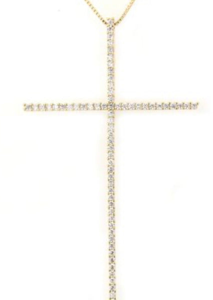 Gold Plated with Zirconia Fashion Cross