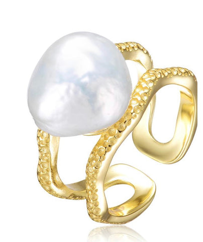 Gold Plated With Fresh Water Pearl Ring