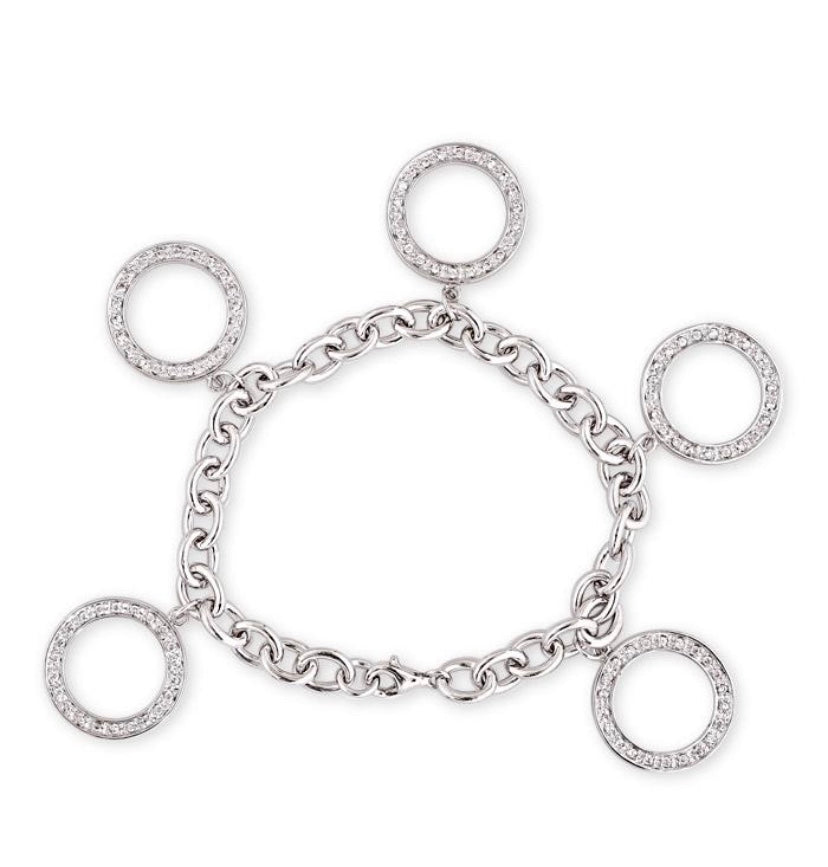 Sterling Silver Zirconia Charm Bracelet